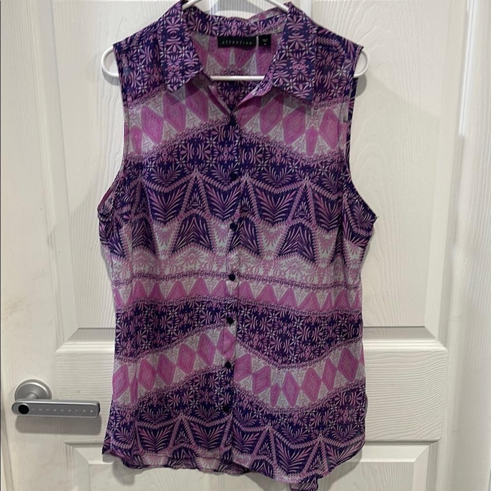 Attention Purple and Pink Women's Sleeveless Top